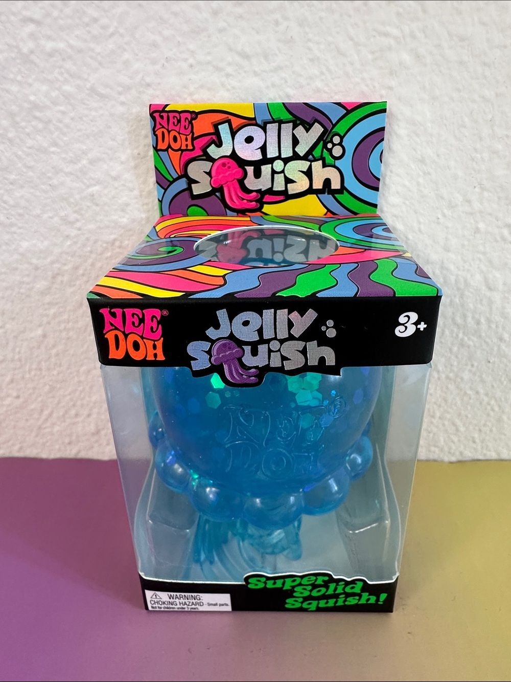 NeeDoh JELLY SQUISH Super Solid Squishy - Blue Fidget Toy - Viral RARE Authentic